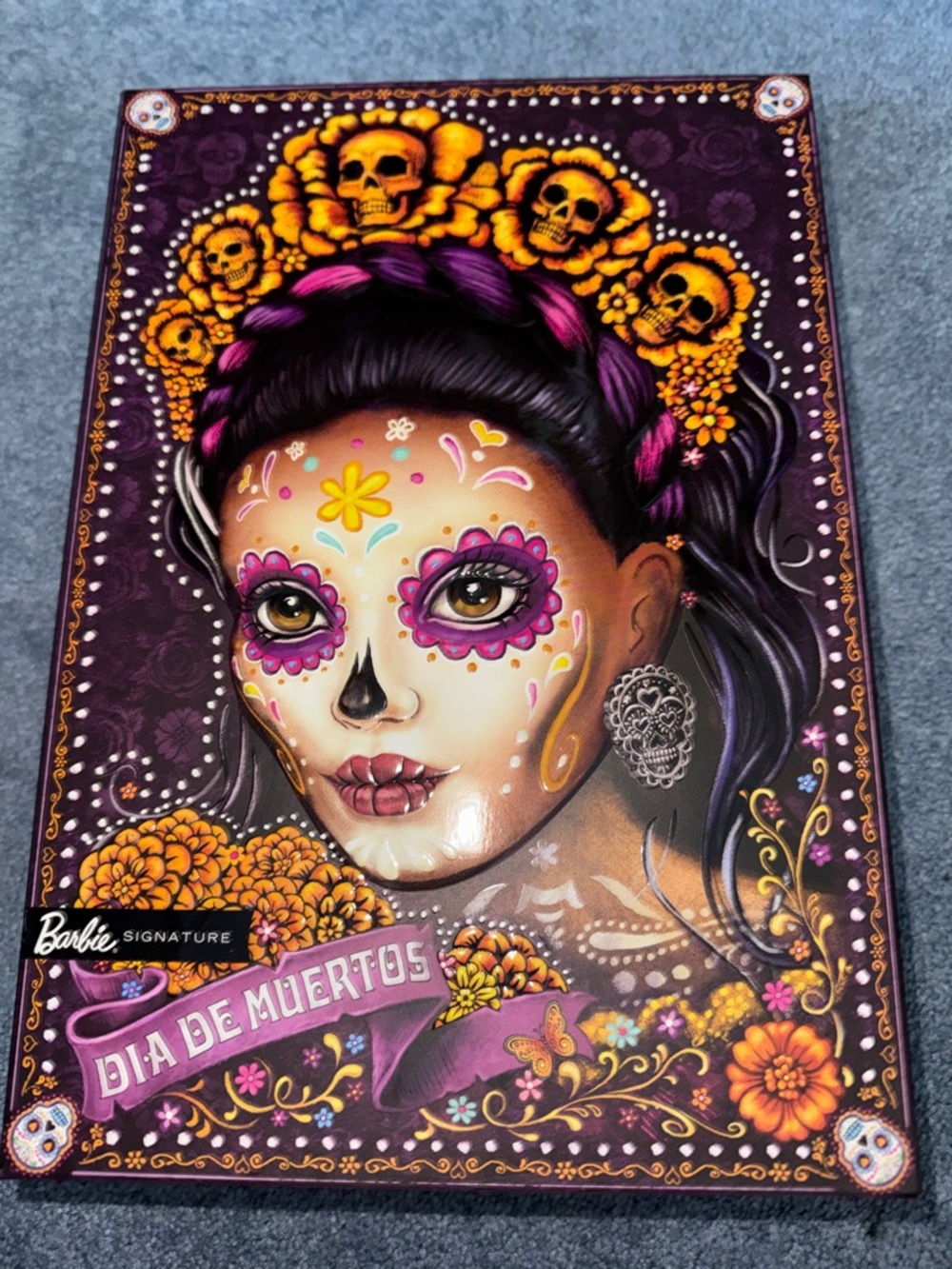 Dia De Muertos Day of the Dead 2021 Themed Barbie with Floral Black & Pink Dress - Picture 2 of 5